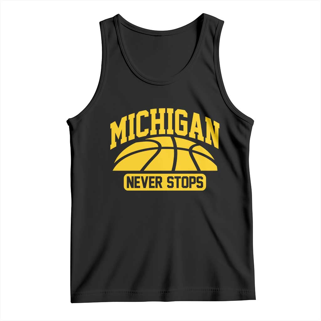 Michigan Never Stops Tank Top Great Lakes State Basketball Pride Gift TS12 Black Print Your Wear