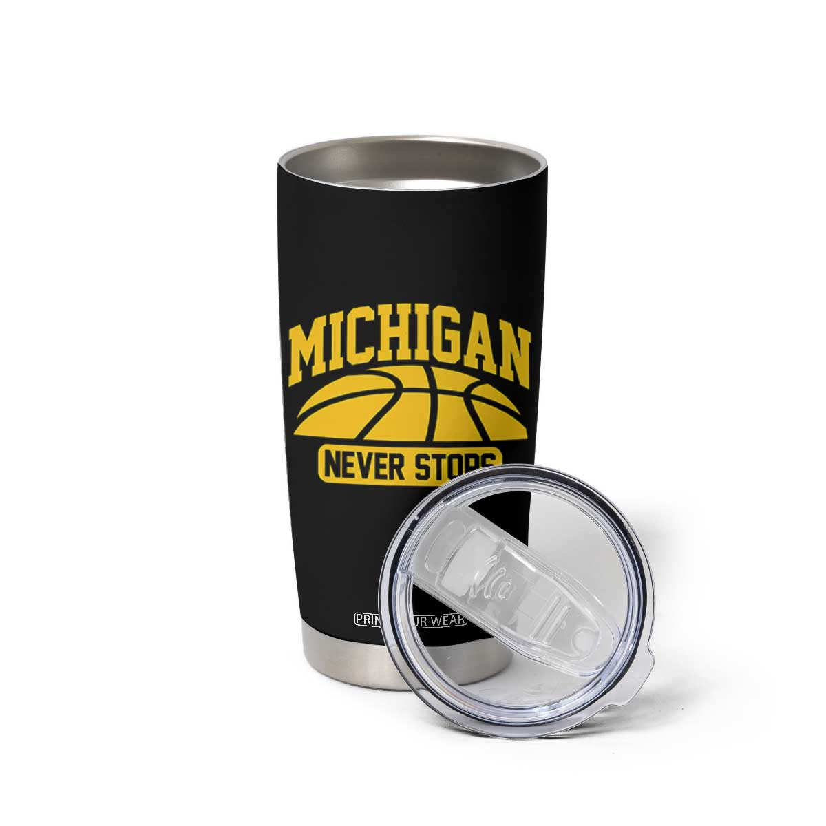Michigan Never Stops Tumbler Cup Great Lakes State Basketball Pride Gift TS12 Print Your Wear