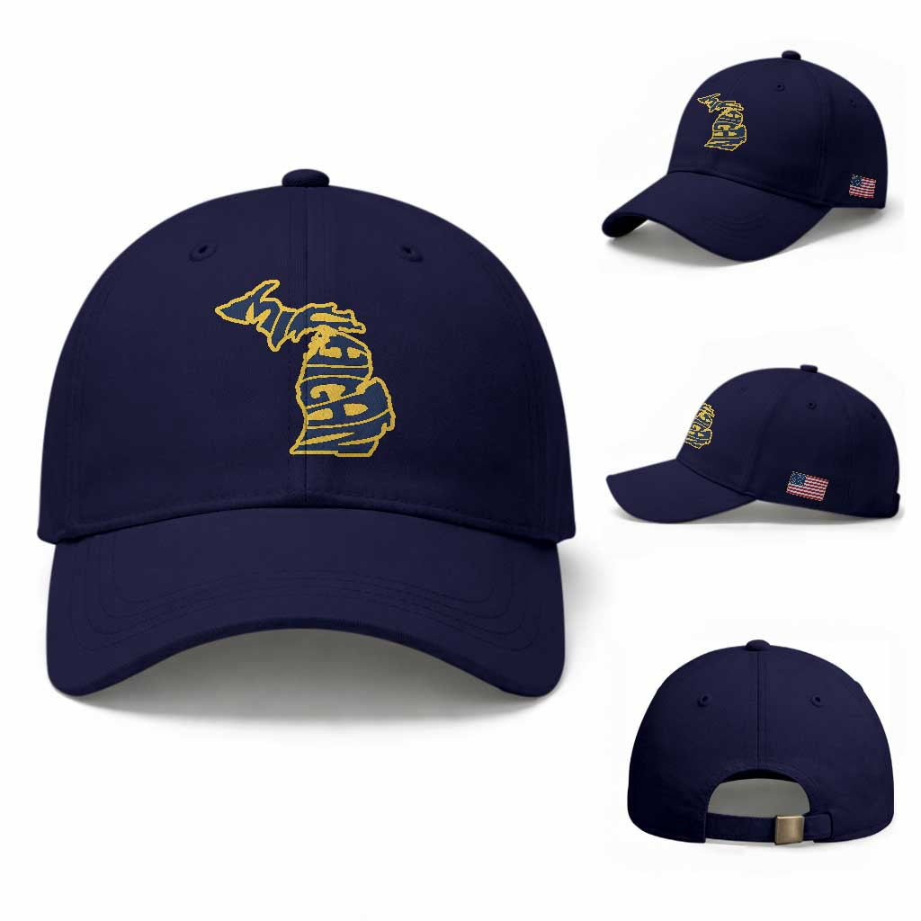 Michigan Lover State Map Pride Souvenir Gift Baseball Cap TS12 Baseball Cap Universal Fit Dark Blue Print Your Wear