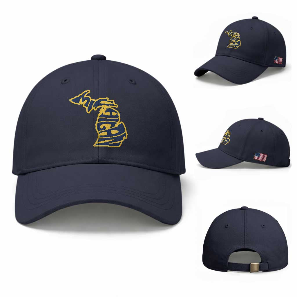 Michigan Lover State Map Pride Souvenir Gift Baseball Cap TS12 Baseball Cap Universal Fit Navy Print Your Wear