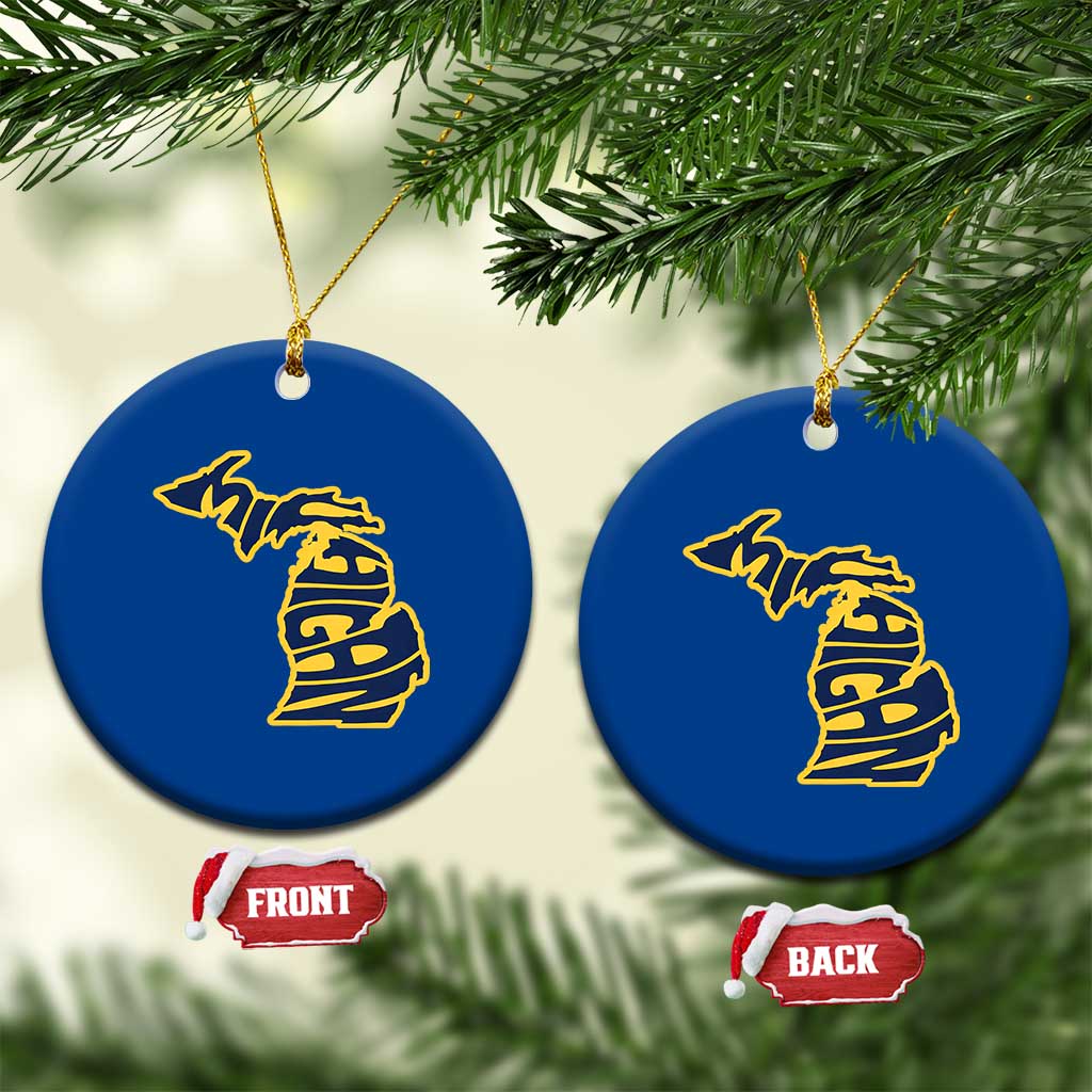 Michigan Lover State Map Pride Souvenir Gift Ceramic Ornament TS12 1pc Blue Print Your Wear