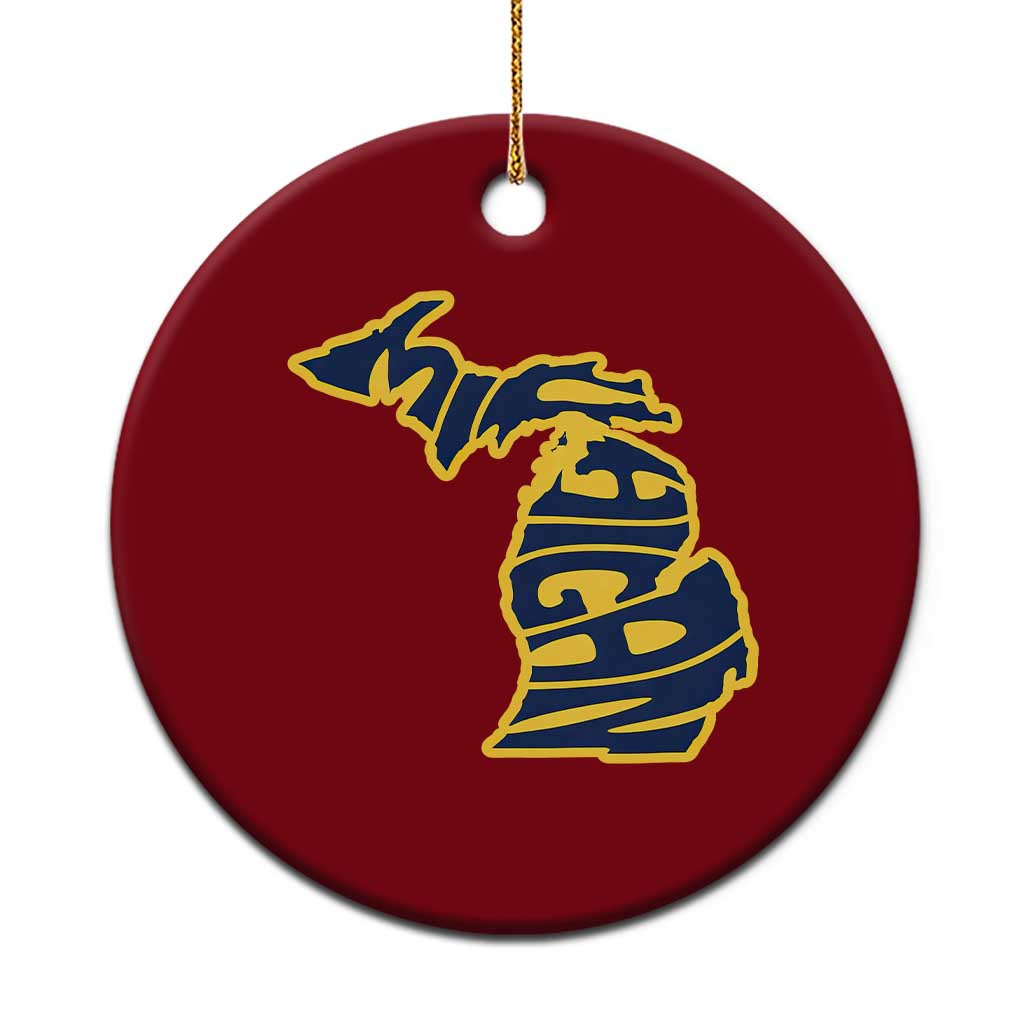 Michigan Lover State Map Pride Souvenir Gift Ceramic Ornament TS12 1pc Red Print Your Wear