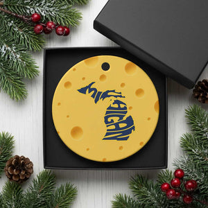 Michigan Lover State Map Pride Souvenir Gift Ceramic Ornament TS12 1pc Yellow Cheese Print Your Wear