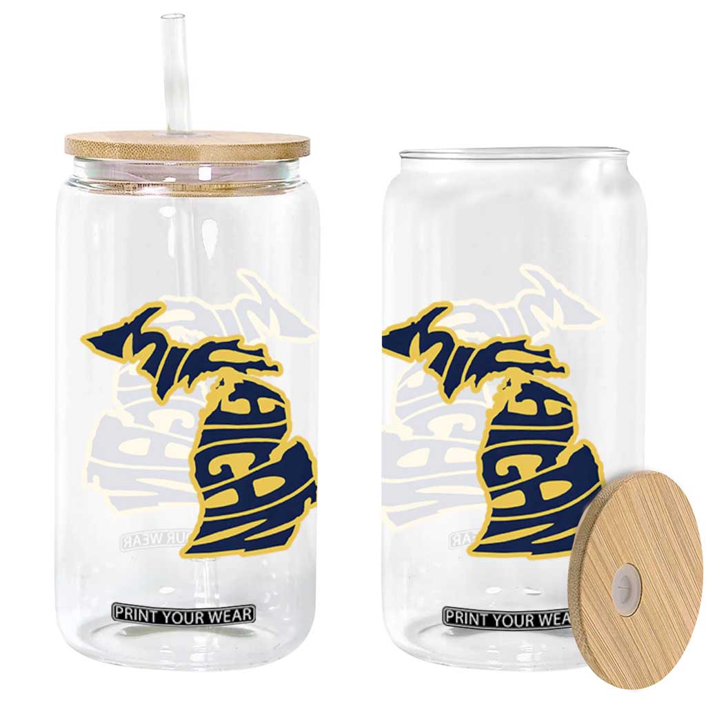 Michigan Lover State Map Pride Souvenir Gift Glass Can TS12 Print Your Wear