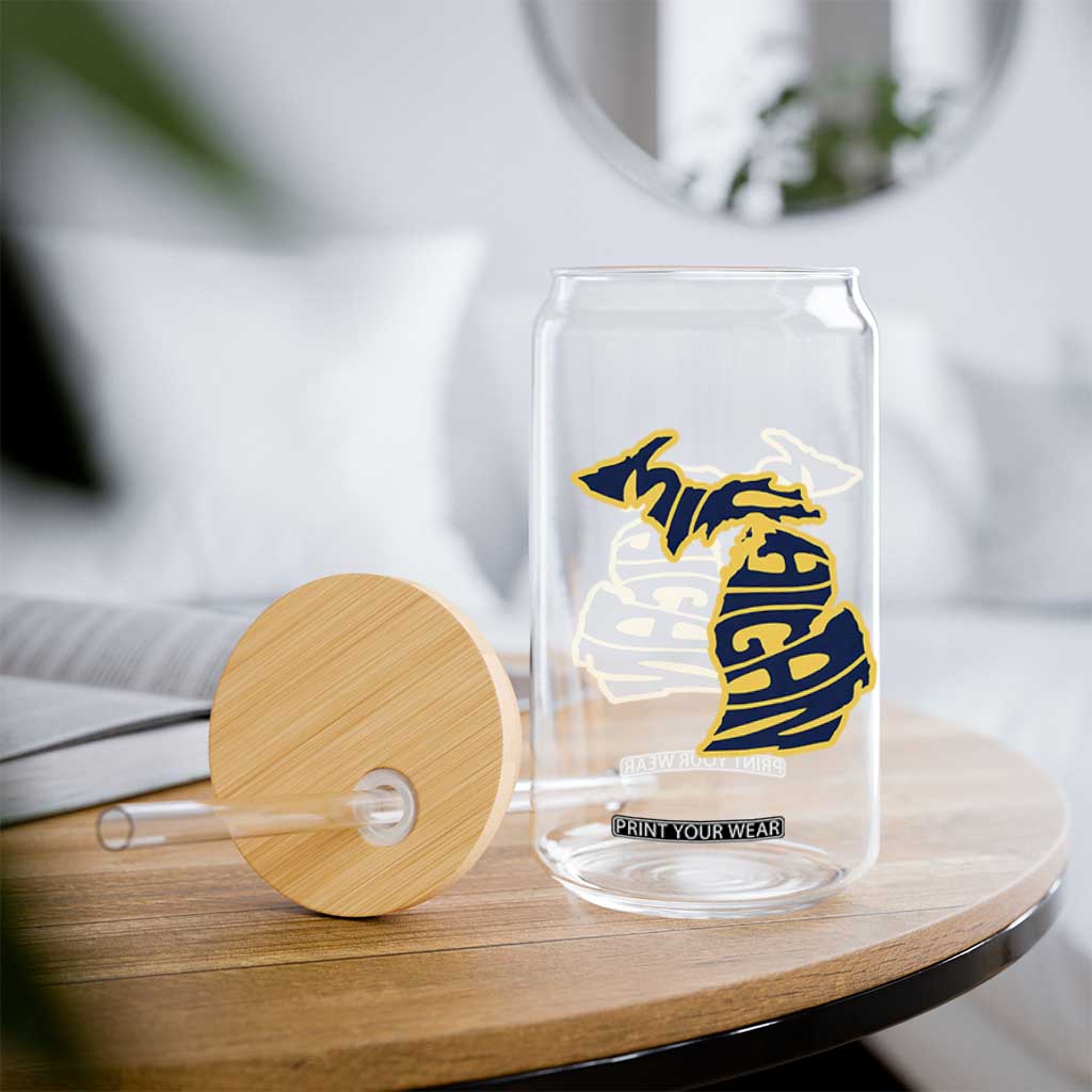 Michigan Lover State Map Pride Souvenir Gift Glass Can TS12 Print Your Wear