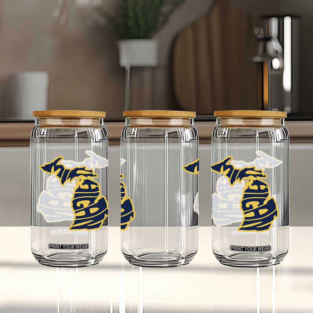 Michigan Lover State Map Pride Souvenir Gift Glass Can TS12 Print Your Wear