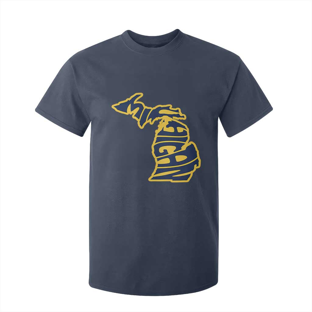 Michigan Lover State Map Pride Souvenir Gift T Shirt For Kid TS12 Navy Print Your Wear