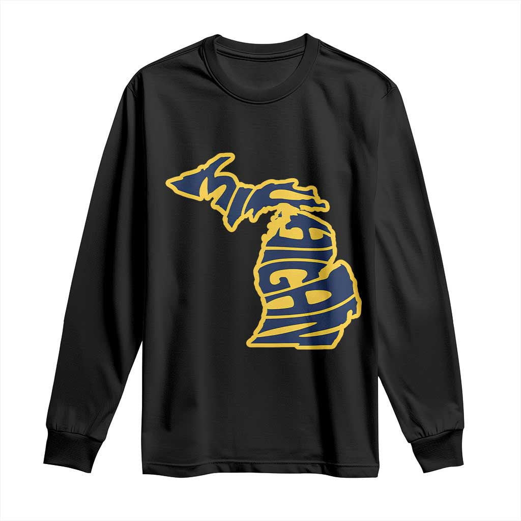 Michigan Lover State Map Pride Souvenir Gift Long Sleeve Shirt TS12 Black Print Your Wear