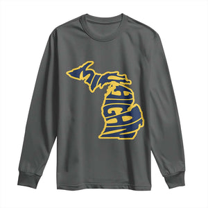 Michigan Lover State Map Pride Souvenir Gift Long Sleeve Shirt TS12 Dark Heather Print Your Wear