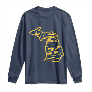 Michigan Lover State Map Pride Souvenir Gift Long Sleeve Shirt TS12 Navy Print Your Wear
