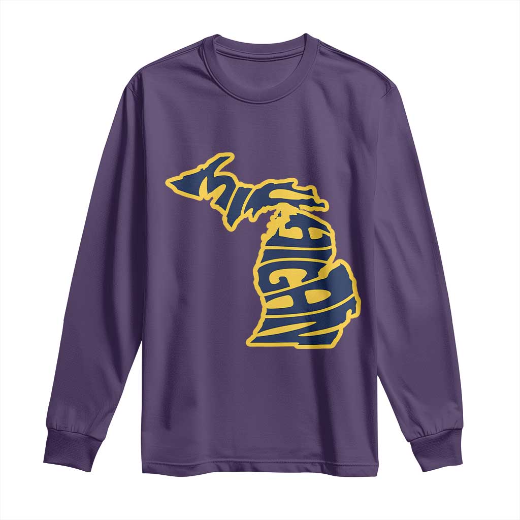 Michigan Lover State Map Pride Souvenir Gift Long Sleeve Shirt TS12 Purple Print Your Wear