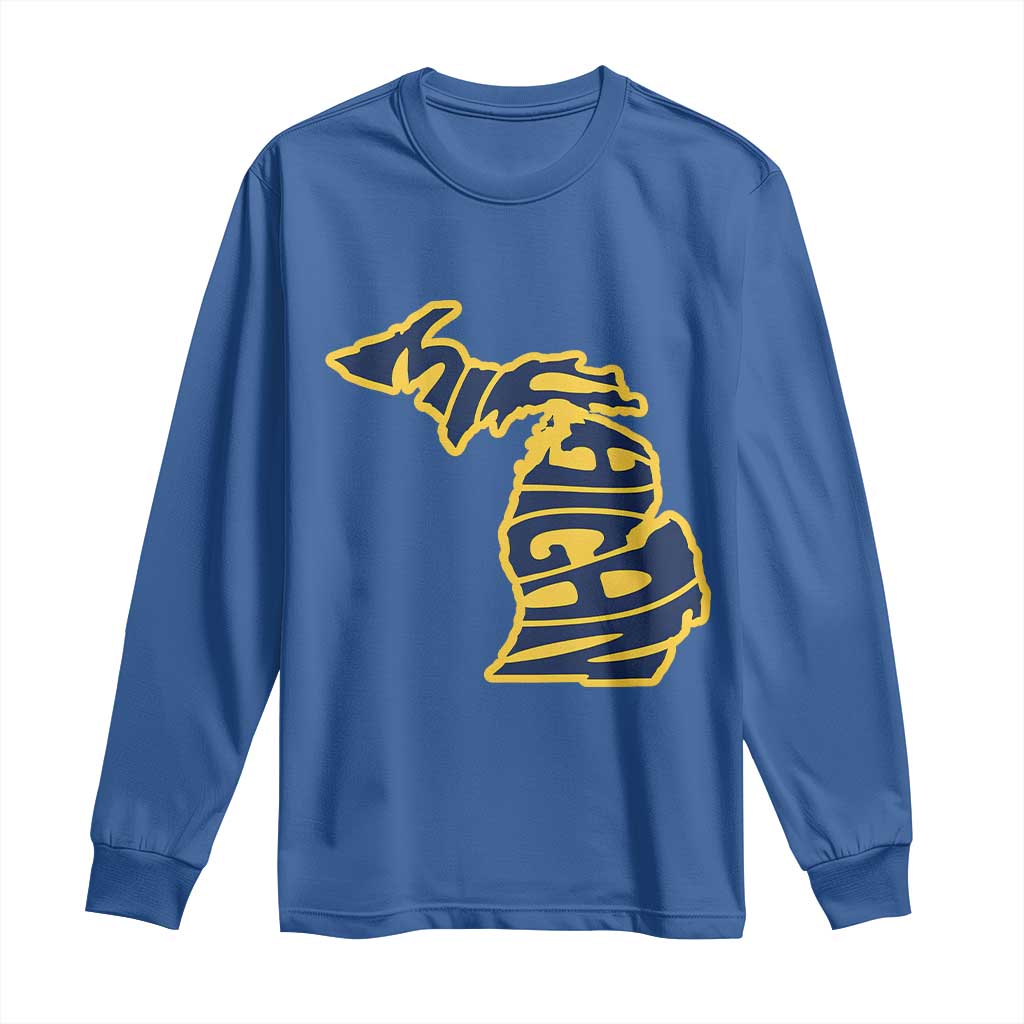 Michigan Lover State Map Pride Souvenir Gift Long Sleeve Shirt TS12 Royal Blue Print Your Wear