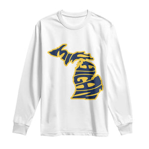 Michigan Lover State Map Pride Souvenir Gift Long Sleeve Shirt TS12 White Print Your Wear