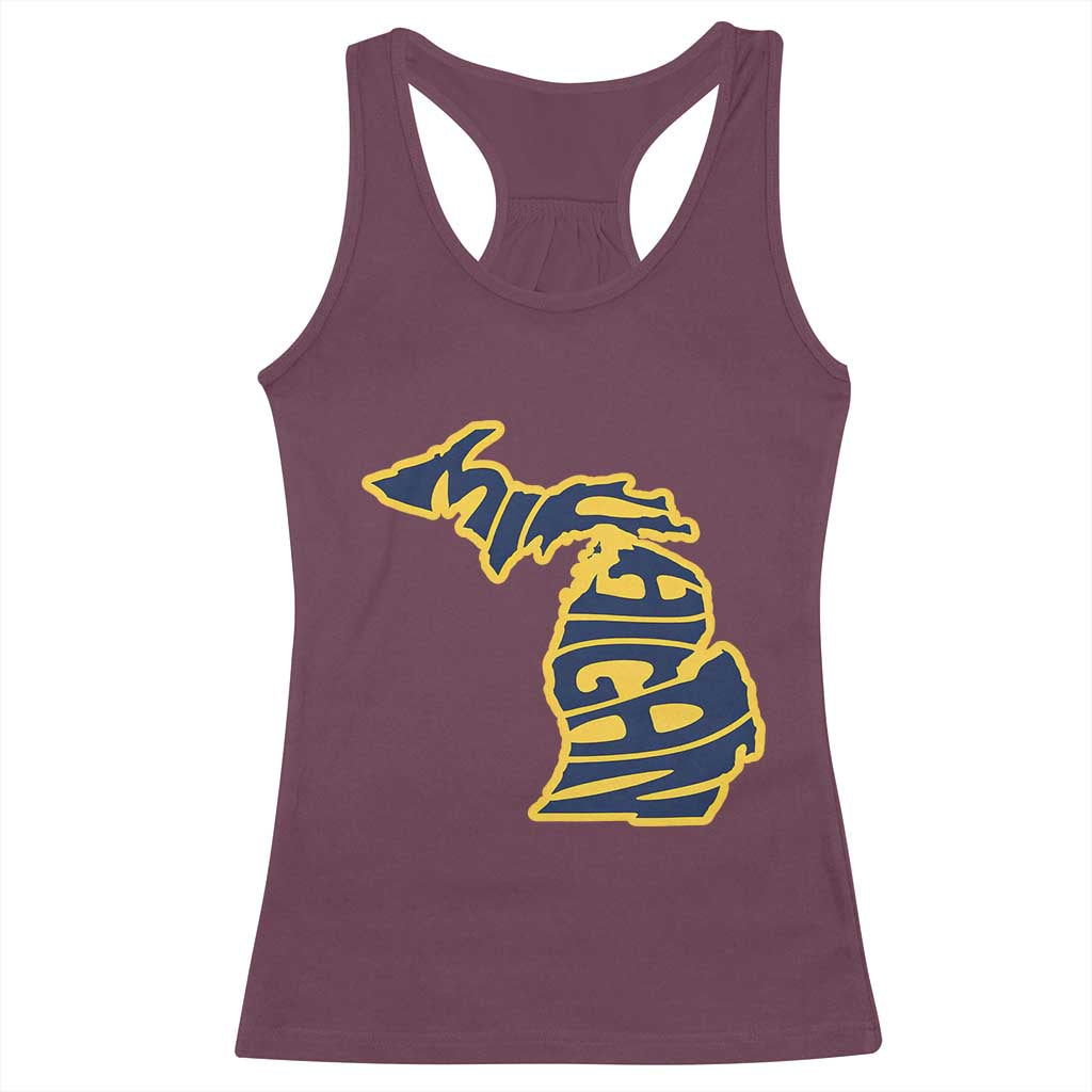 Michigan Lover State Map Pride Souvenir Gift Racerback Tank Top TS12 Maroon Print Your Wear