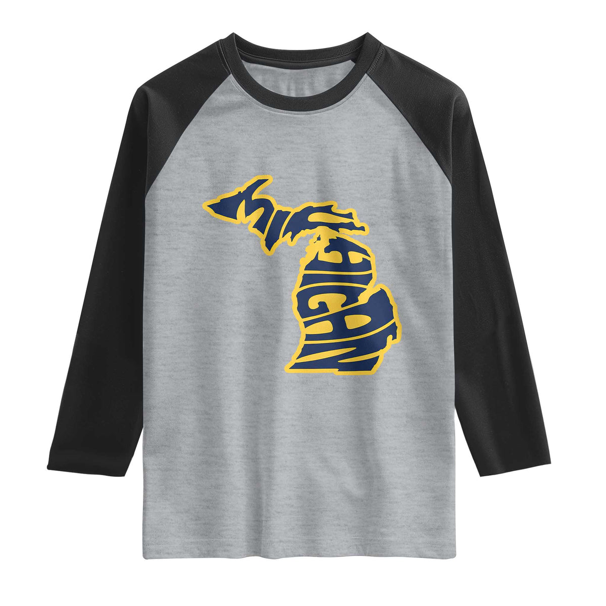 Michigan Lover State Map Pride Souvenir Gift Raglan Shirt TS12 Heather Gray Black Print Your Wear