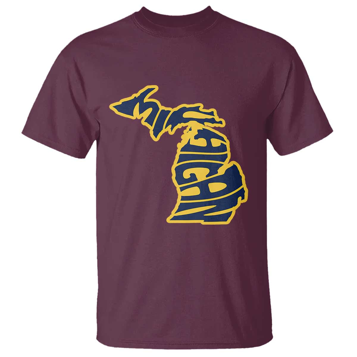 Michigan Lover State Map Pride Souvenir Gift T Shirt TS12 Maroon Print Your Wear