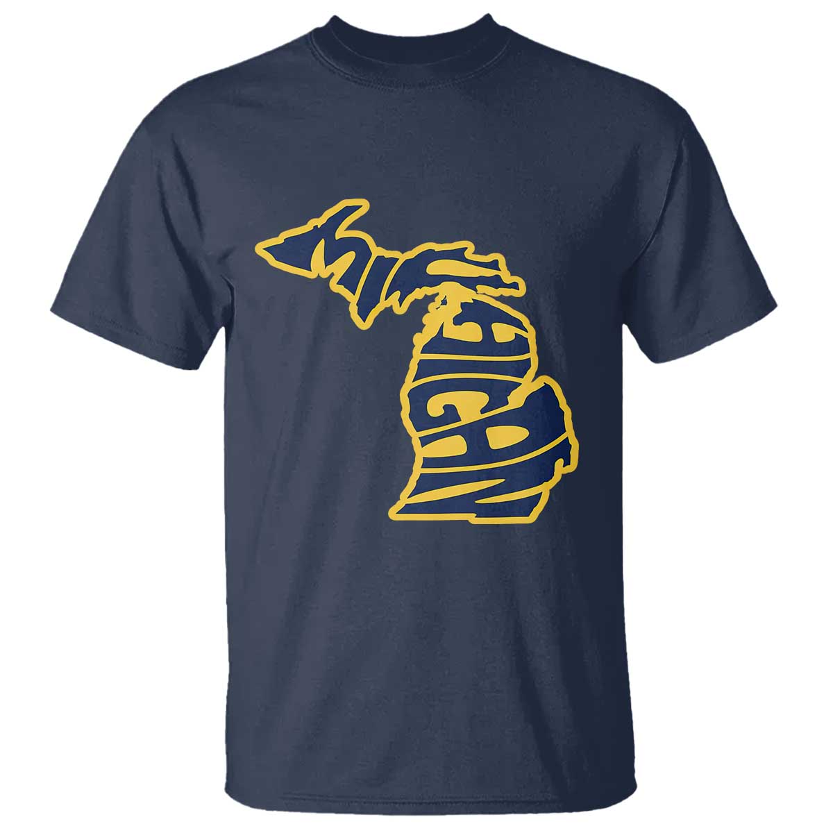 Michigan Lover State Map Pride Souvenir Gift T Shirt TS12 Navy Print Your Wear
