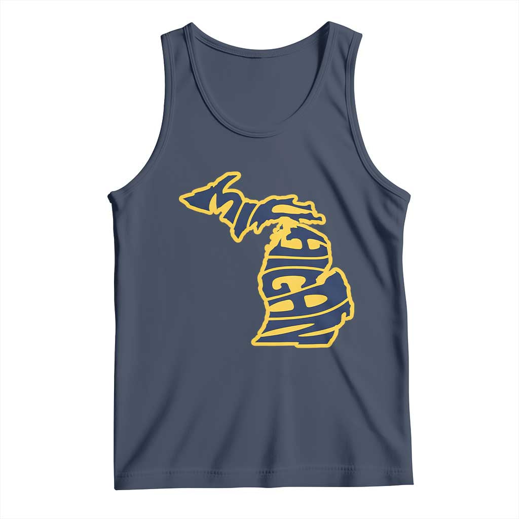 Michigan Lover State Map Pride Souvenir Gift Tank Top TS12 Navy Print Your Wear