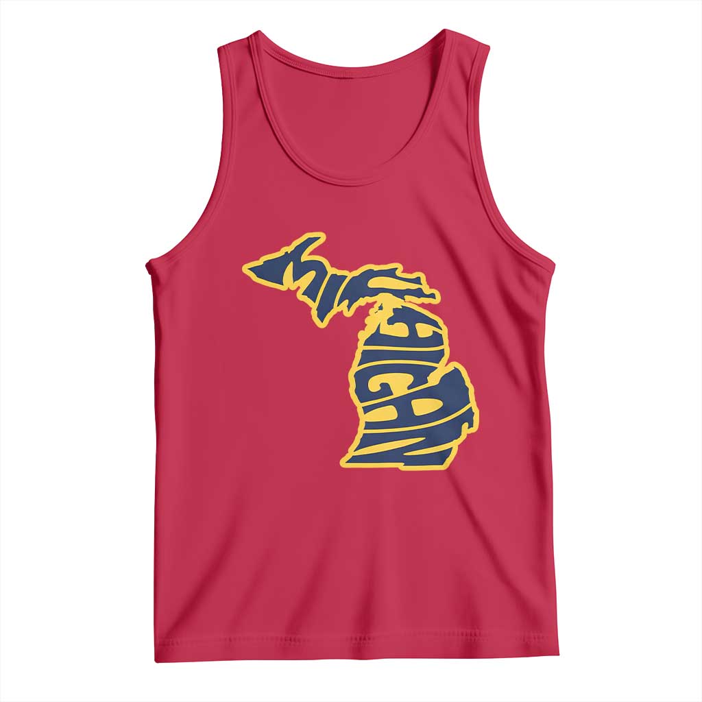 Michigan Lover State Map Pride Souvenir Gift Tank Top TS12 Red Print Your Wear