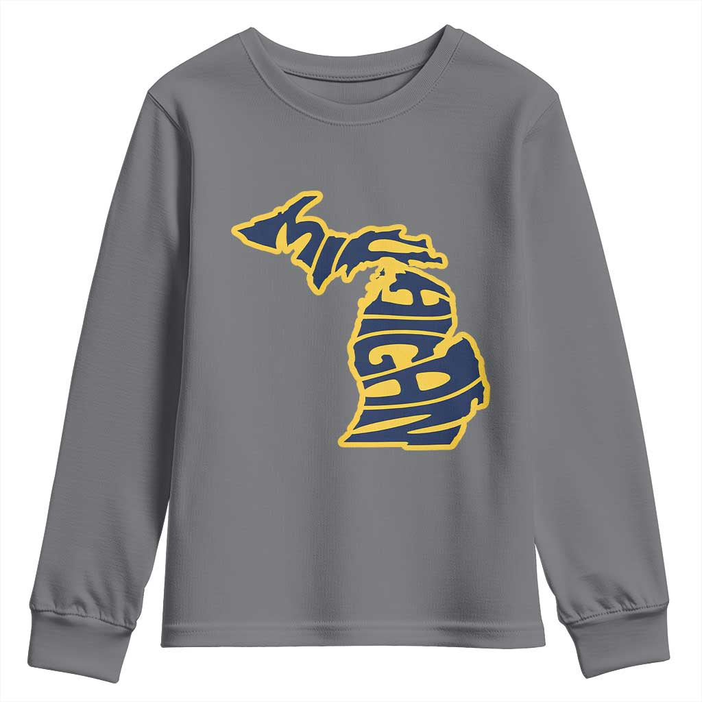 Michigan Lover State Map Pride Souvenir Gift Youth Sweatshirt TS12 Charcoal Print Your Wear