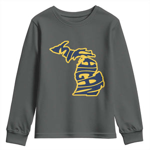 Michigan Lover State Map Pride Souvenir Gift Youth Sweatshirt TS12 Dark Heather Print Your Wear