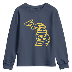 Michigan Lover State Map Pride Souvenir Gift Youth Sweatshirt TS12 Navy Print Your Wear