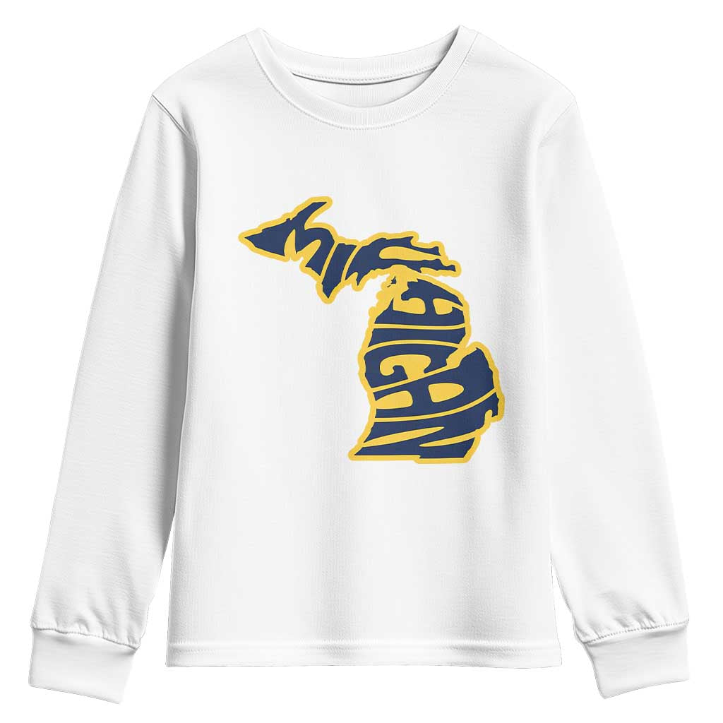Michigan Lover State Map Pride Souvenir Gift Youth Sweatshirt TS12 White Print Your Wear
