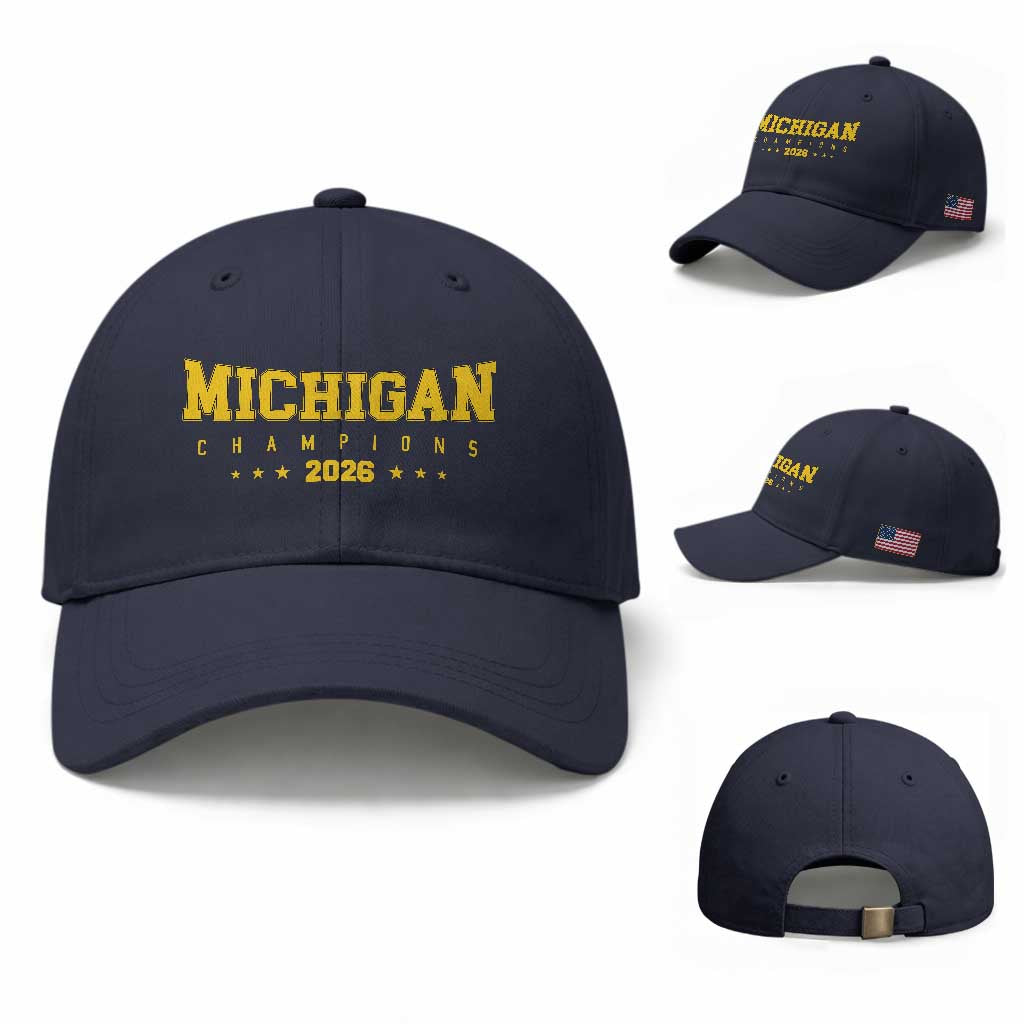 Michigan 2026 Basketball Victory Baseball Cap Champions Pride Fan Gift TS12 Baseball Cap Universal Fit Navy Print Your Wear