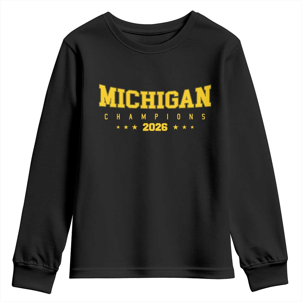Michigan 2026 Basketball Victory Youth Sweatshirt Champions Pride Fan Gift TS12 Black Print Your Wear