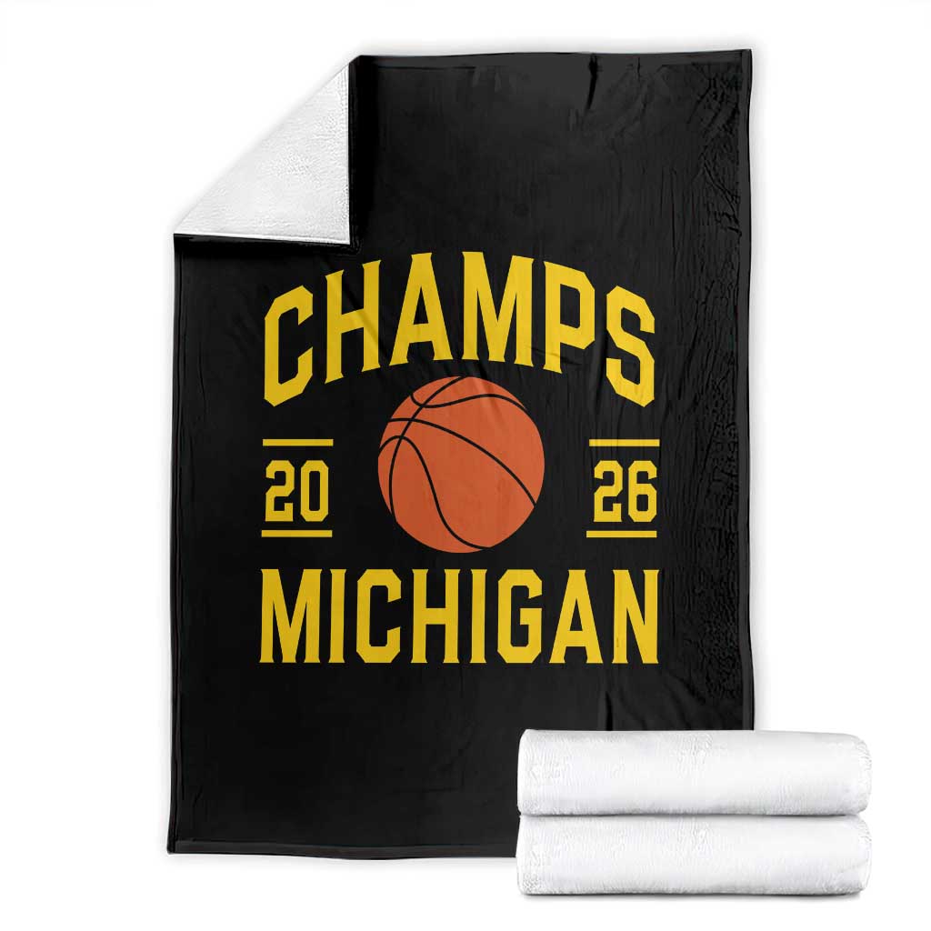 Michigan Hoops Champions Graphic Throw Blanket 2026 Basketball Victory Pride TS12 Black Print Your Wear