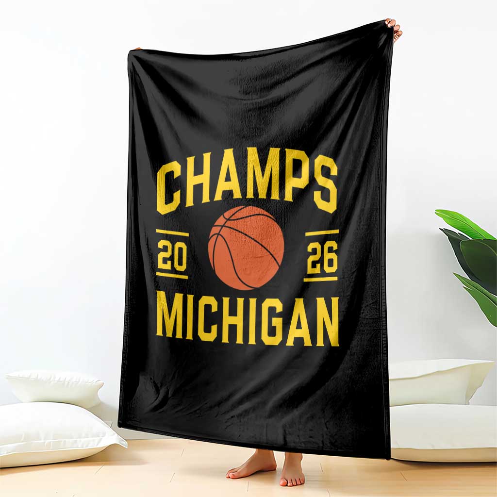 Michigan Hoops Champions Graphic Throw Blanket 2026 Basketball Victory Pride TS12 Print Your Wear