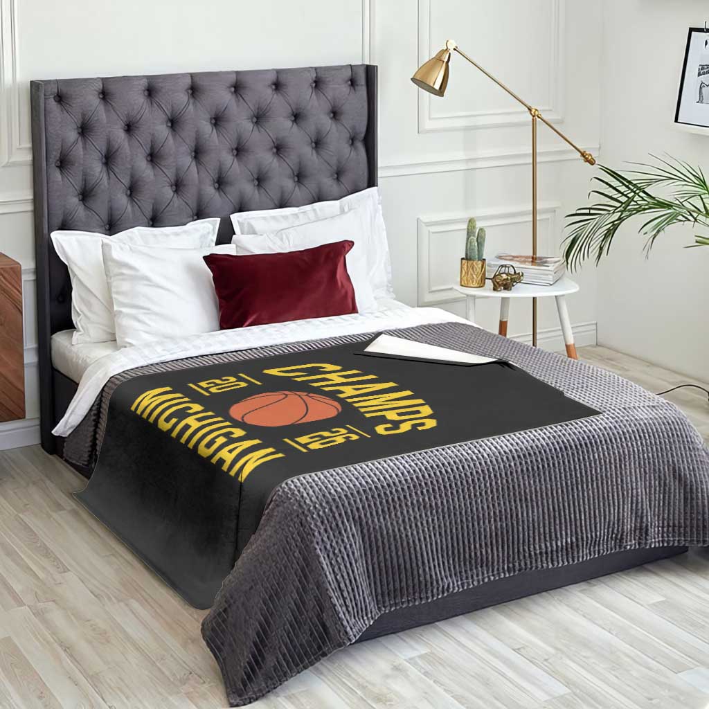Michigan Hoops Champions Graphic Throw Blanket 2026 Basketball Victory Pride TS12 Print Your Wear