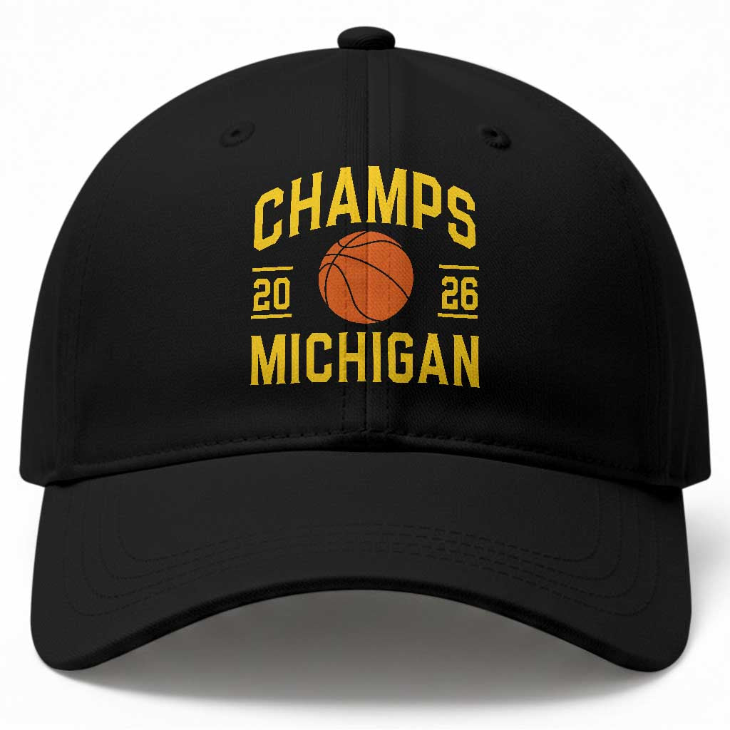 Michigan Hoops Champions Graphic Baseball Cap 2026 Basketball Victory Pride TS12 Print Your Wear