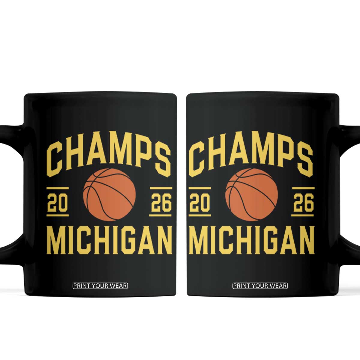 Michigan Hoops Champions Graphic Coffee Mug 2026 Basketball Victory Pride TS12 Black Print Your Wear