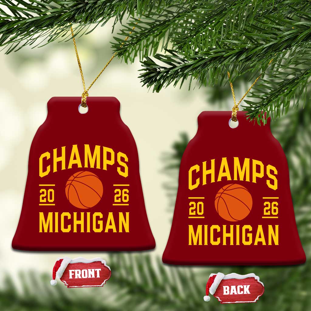 Michigan Hoops Champions Graphic Ceramic Ornament 2026 Basketball Victory Pride TS12 Print Your Wear