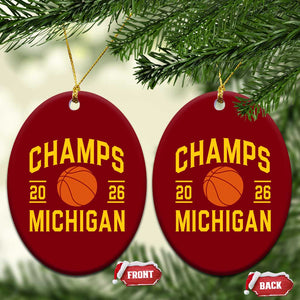 Michigan Hoops Champions Graphic Ceramic Ornament 2026 Basketball Victory Pride TS12 Print Your Wear