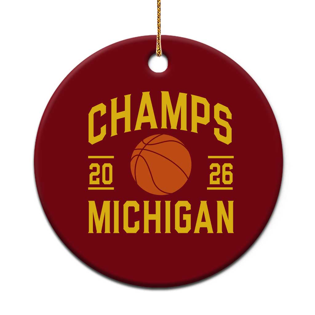 Michigan Hoops Champions Graphic Ceramic Ornament 2026 Basketball Victory Pride TS12 1pc Red Print Your Wear