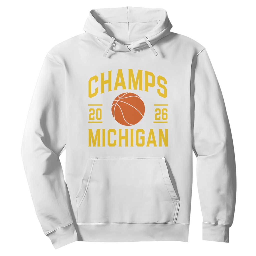 Michigan Hoops Champions Graphic Hoodie 2026 Basketball Victory Pride TS12 White Print Your Wear