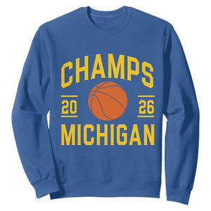 Michigan Hoops Champions Graphic Sweatshirt 2026 Basketball Victory Pride TS12 Royal Blue Print Your Wear