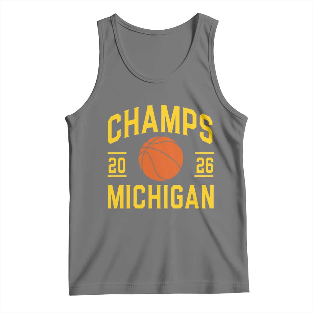 Michigan Hoops Champions Graphic Tank Top 2026 Basketball Victory Pride TS12 Black Heather Print Your Wear