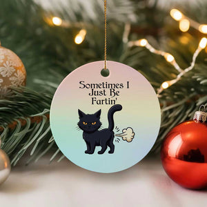 Funny Black Cat Bathroom Humor Ceramic Ornament Sometimes I Just Be Fartin TS12 1pc Pastel Print Your Wear