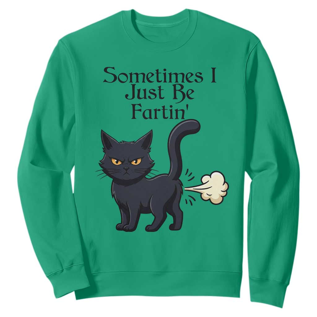 Funny Black Cat Bathroom Humor Sweatshirt Sometimes I Just Be Fartin TS12 Irish Green Print Your Wear