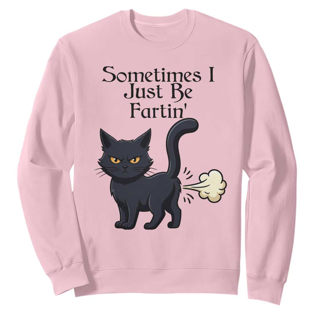 Funny Black Cat Bathroom Humor Sweatshirt Sometimes I Just Be Fartin TS12 Light Pink Print Your Wear