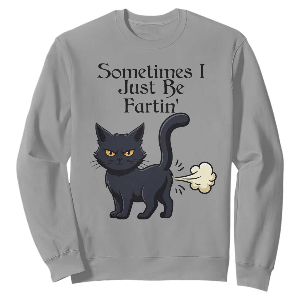 Funny Black Cat Bathroom Humor Sweatshirt Sometimes I Just Be Fartin TS12 Sport Gray Print Your Wear