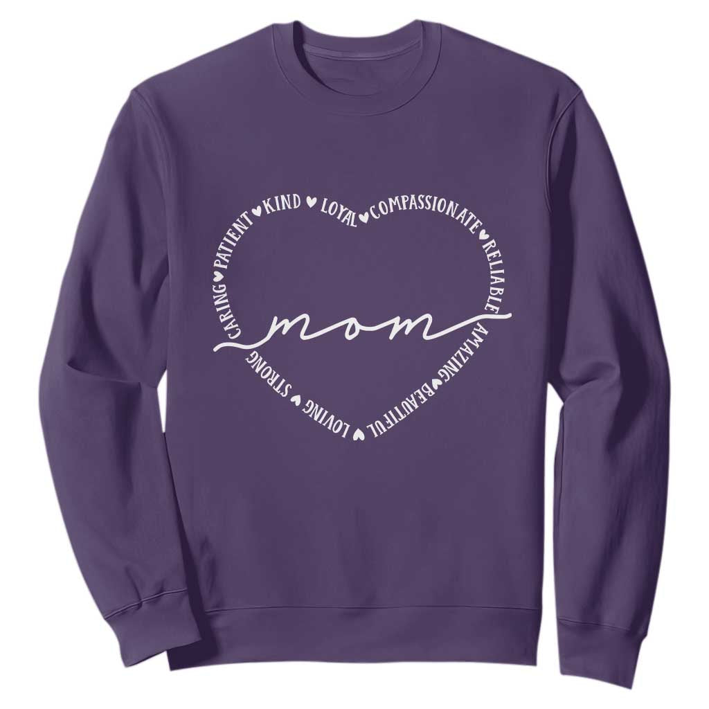 Mothers Day Mom Quotes Sweatshirt Heart Shape Loving Typography Gift TS12 Purple Print Your Wear