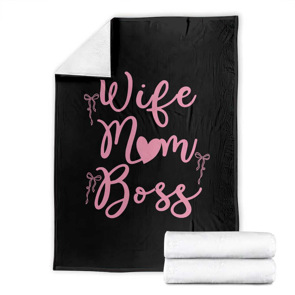 Funny Wife Mom Boss Throw Blanket Girly Pink Bows Mothers Day Gift TS12 Black Print Your Wear
