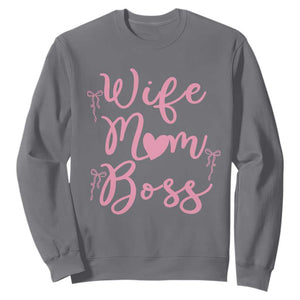 Funny Wife Mom Boss Sweatshirt Girly Pink Bows Mothers Day Gift TS12 Charcoal Print Your Wear