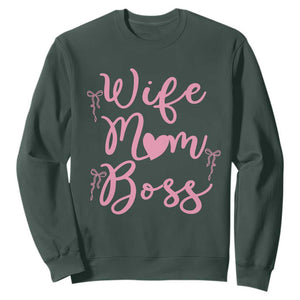 Funny Wife Mom Boss Sweatshirt Girly Pink Bows Mothers Day Gift TS12 Dark Forest Green Print Your Wear