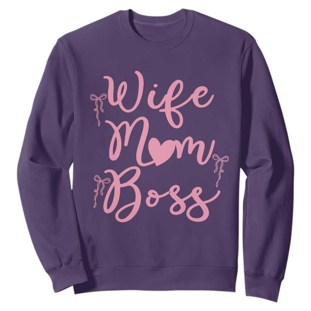Funny Wife Mom Boss Sweatshirt Girly Pink Bows Mothers Day Gift TS12 Purple Print Your Wear