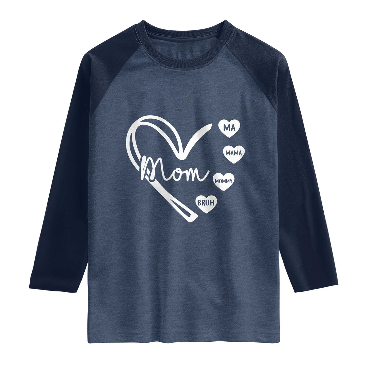 Mama Mommy Mom Bruh Raglan Shirt Mothers Day Humor Gift TS12 Heather Denim Navy Print Your Wear